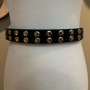 Alexander McQueen Popper black silver snap vegan leather belt